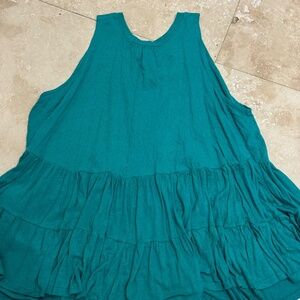 FREE PEOPLE Right On Time Tunic Tank Women Green XS Oversize Top- EUC